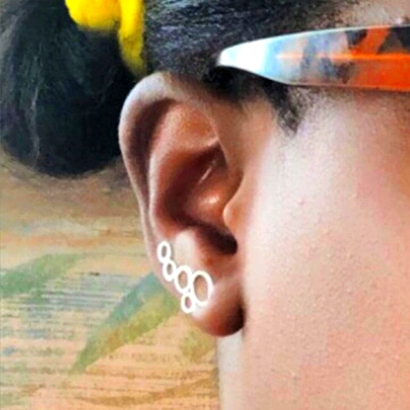 Sterling Silver Bubble Ear Climbers - Picture 3 of 4